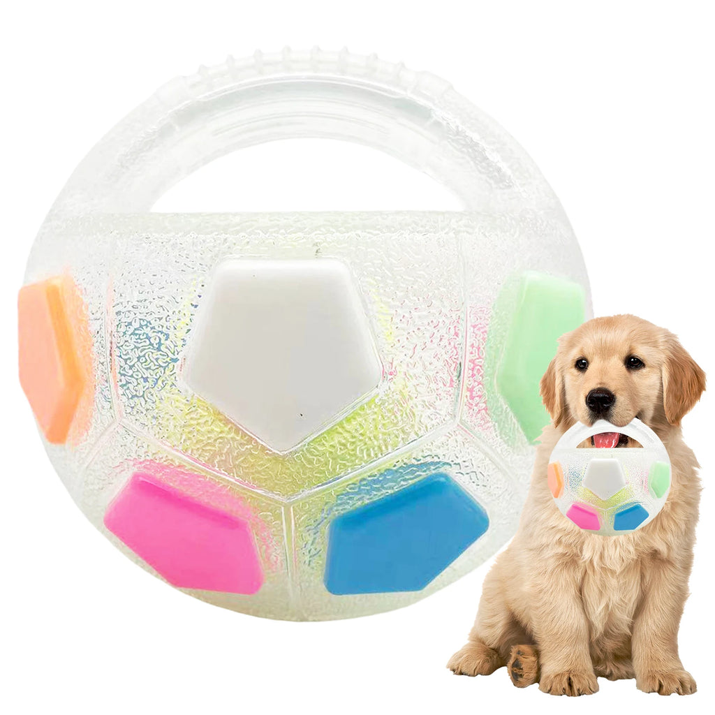 Interactive Squeaky Dog Ball with Handle for Outdoor Play - Medium Large Breeds (Red)