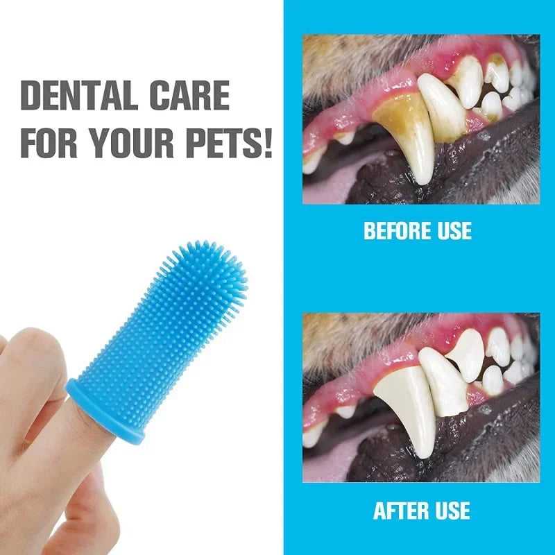 Soft Silicone Finger Toothbrush for Dogs and Cats 360 Degree Cleaning with Case