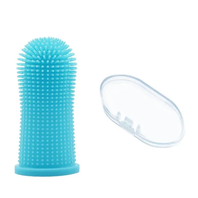Soft Silicone Finger Toothbrush for Dogs and Cats 360 Degree Cleaning with Case
