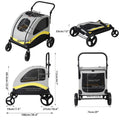 Heavy Duty Pet Stroller with 4 Wheels and Brake - Foldable. (Large)