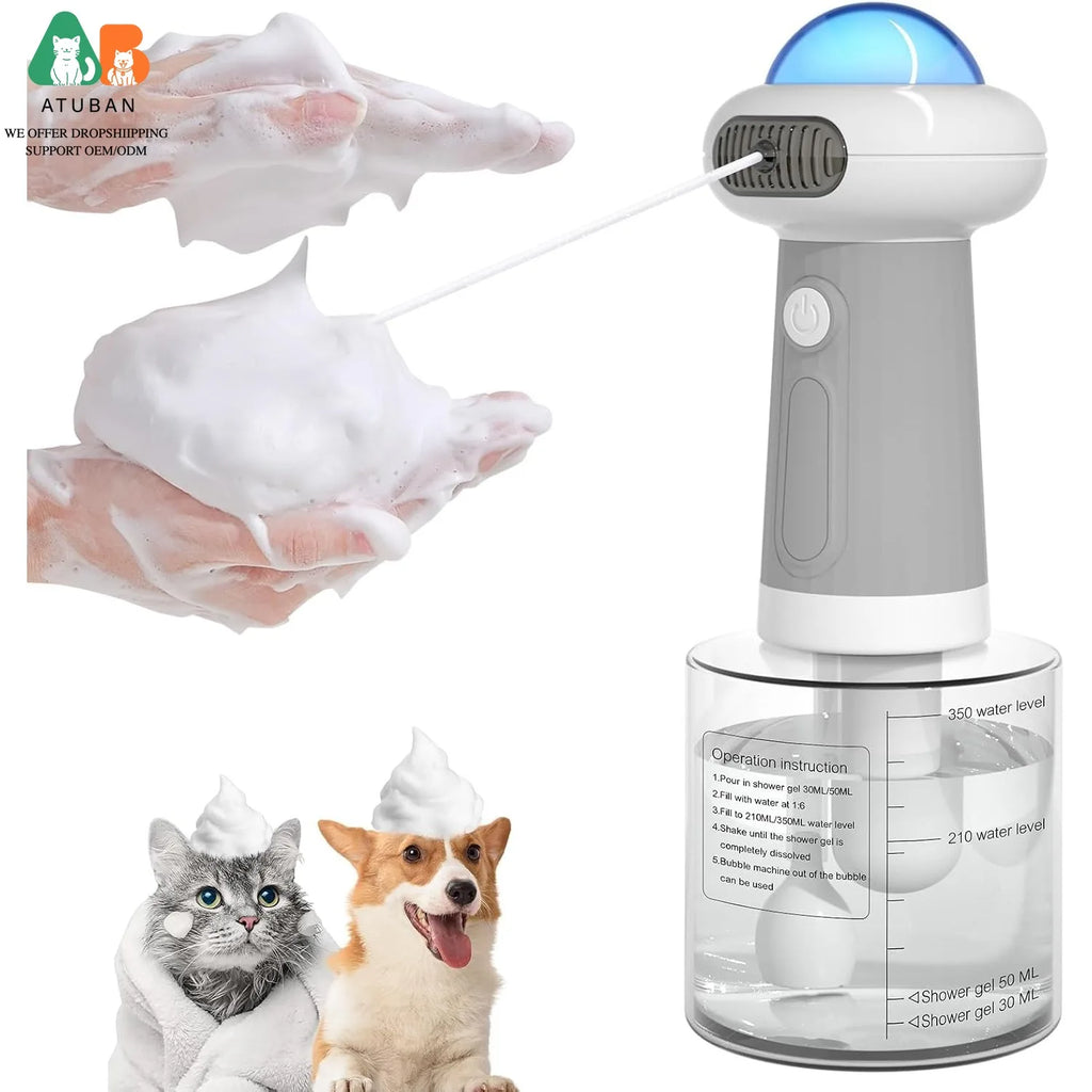 ATUBAN Dog Shampoo Dispenser, UFO Dog Shampoo Sprayer Electric Foaming Shampoo Dispenser for Dogs and Cats Washing, for Bathtub
