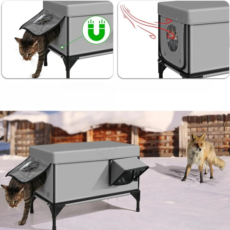 Lightweight Foldable Waterproof Cat Shelter with Insulated Warming Function - Medium 53 x 33 x 30cm