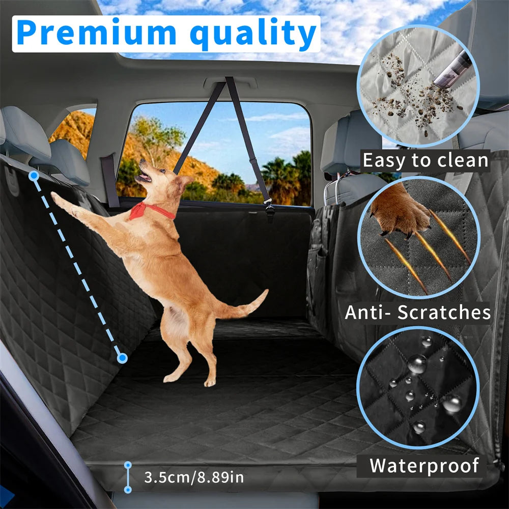 Waterproof Dog Back Seat Hammock Cover with Side Flaps and Storage Pocket (max 100kg)