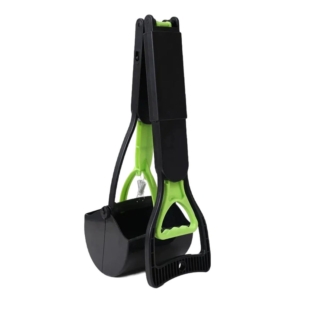 Foldable Dog Poop Scooper Long Handle Heavy Duty Jaw Clamp, Non Stick, Easy Clean