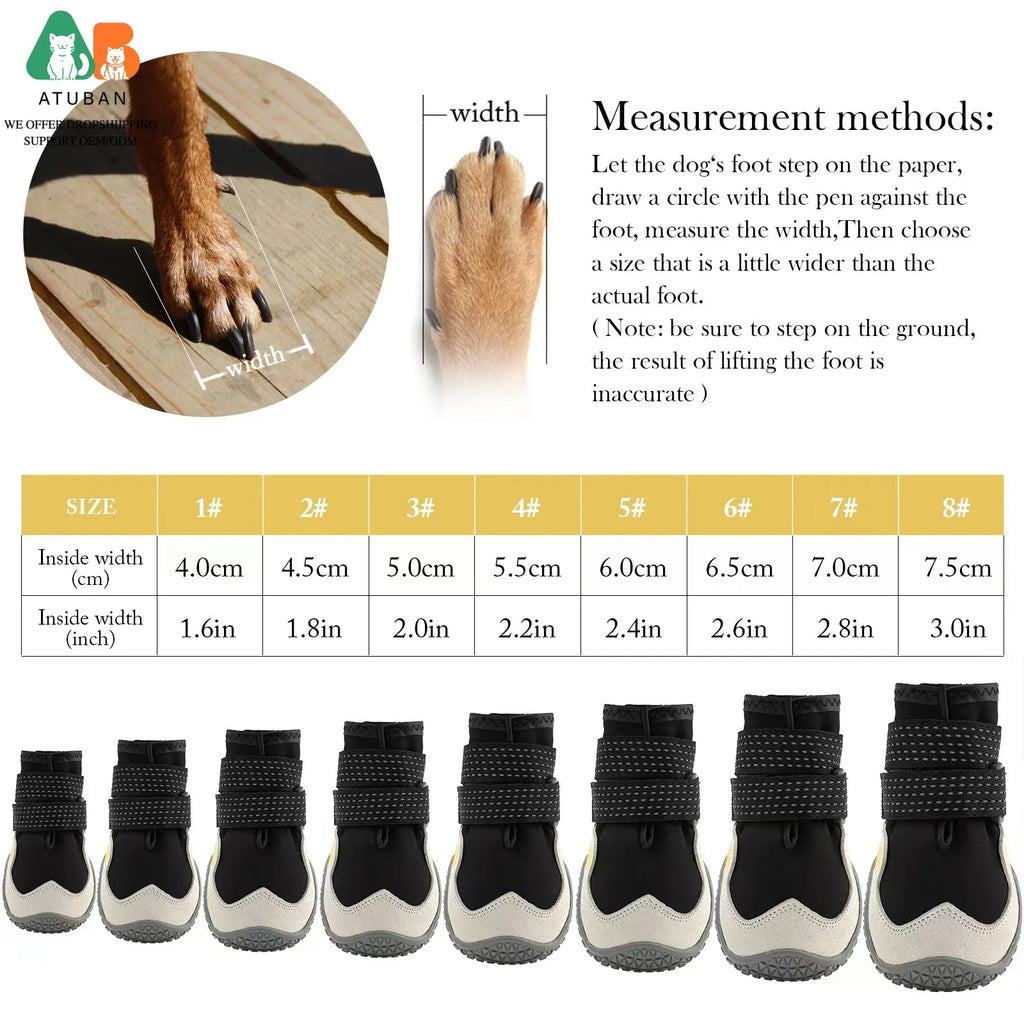 Waterproof Dog Boots with Non Slip Sole for Medium to Large Dogs, Gray, Size 5 (see sizing chart)