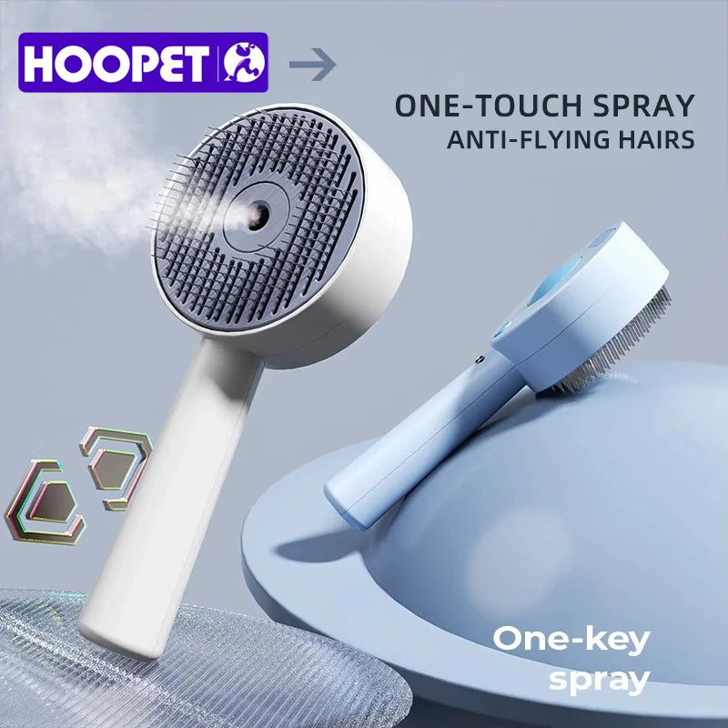 2 in 1 Spray Slicker Brush for Cats with Anti Static Mist and Deshedding Function - White