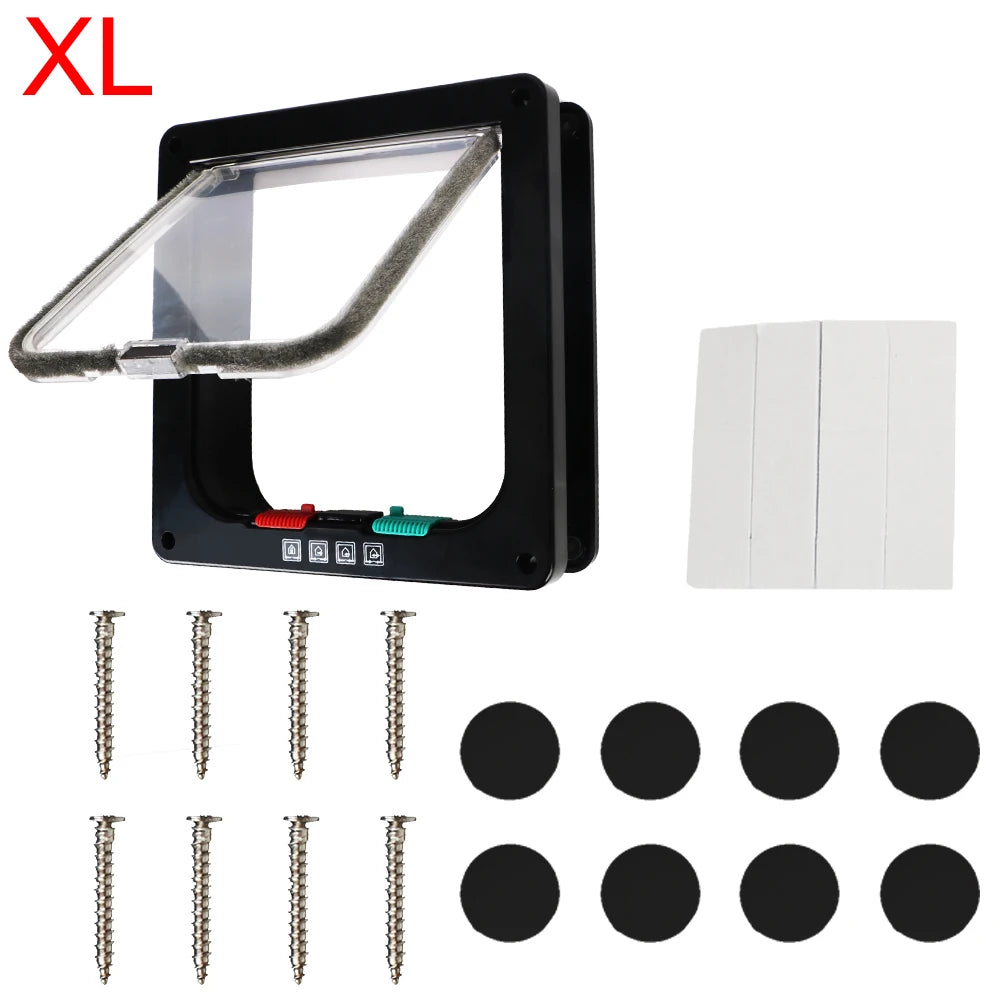 ABS Plastic Pet Door Flap with 4 Way Lock Weatherproof Seal for Cats and Small Dogs (XL: 25* 5.5*27.7cm)