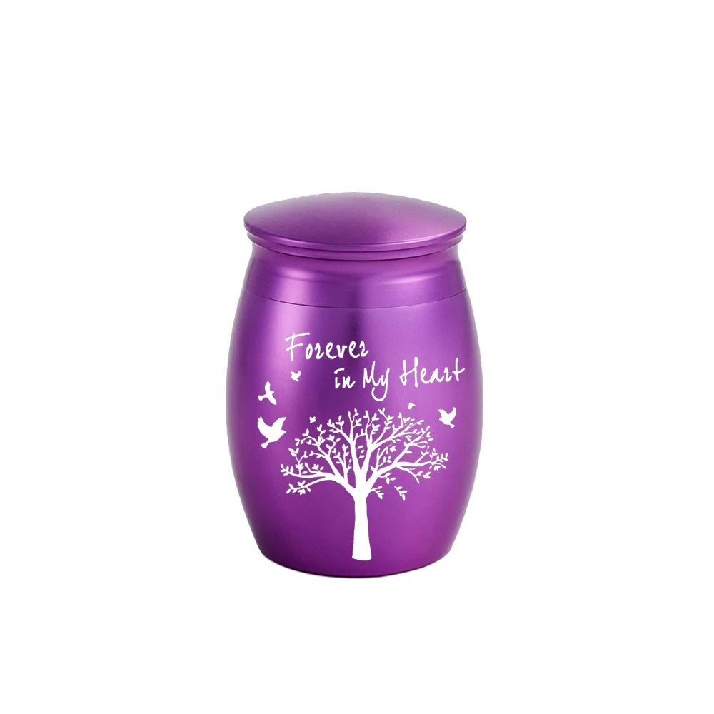 Mini Memorial Urn Tree of Life Aluminium Alloy Lightweight Keepsake Holder - Rose Gold