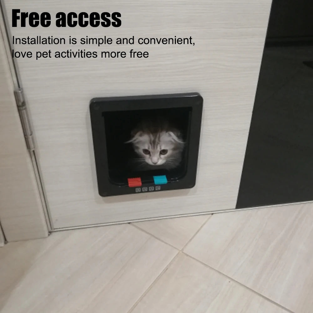 ABS Plastic Pet Door Flap with 4 Way Lock Weatherproof Seal for Cats and Small Dogs (M: 19*19.7*5.3cm)