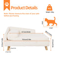 Luxury elevated Pet Lounger Sofa Bed with Plush Cushion and Wooden Legs Raised Backrest for Dogs and Cats. (Small 67.5 x 38cm, 20kg)