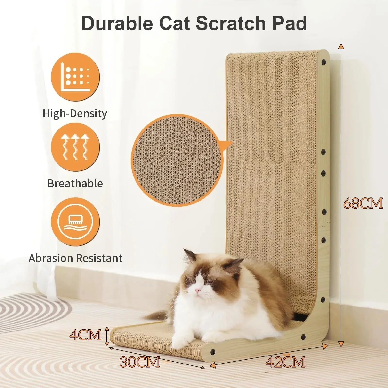 L-Shaped Cat Scratcher Board with Furniture Protection Design - Large