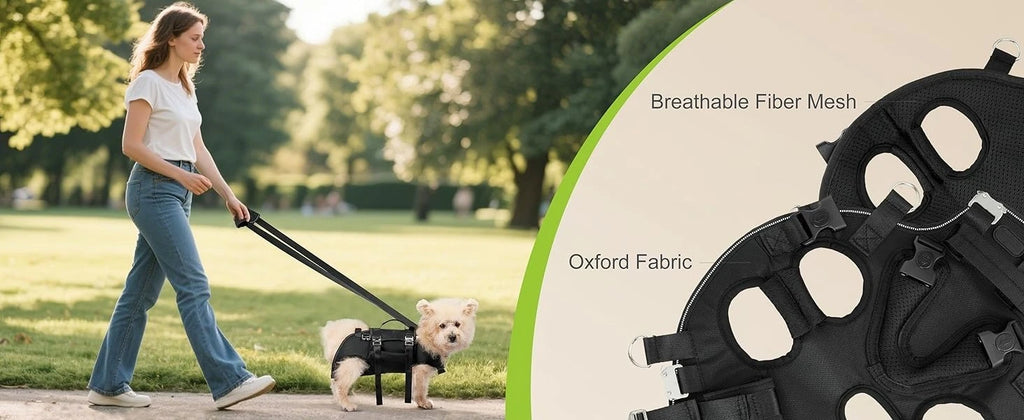 Dog Sling Carrier Lift Harness with Reinforced Handles and Adjustable Fit for Small to Medium Dogs - Black, Size L-7.1-11KG