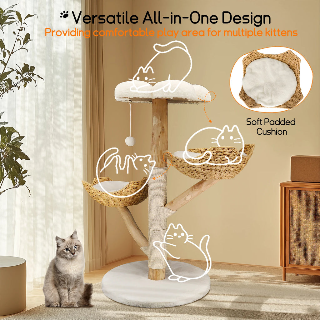 Cat Tree with Sisal Scratching Post and Removable Washable Mats
