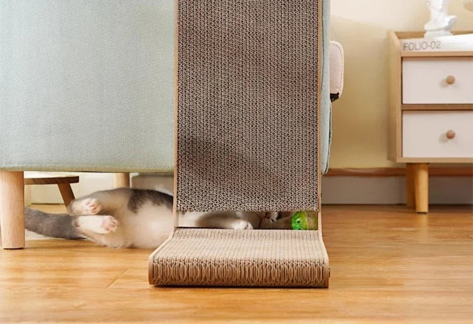 L-Shaped Cat Scratcher Board with Furniture Protection Design - Large