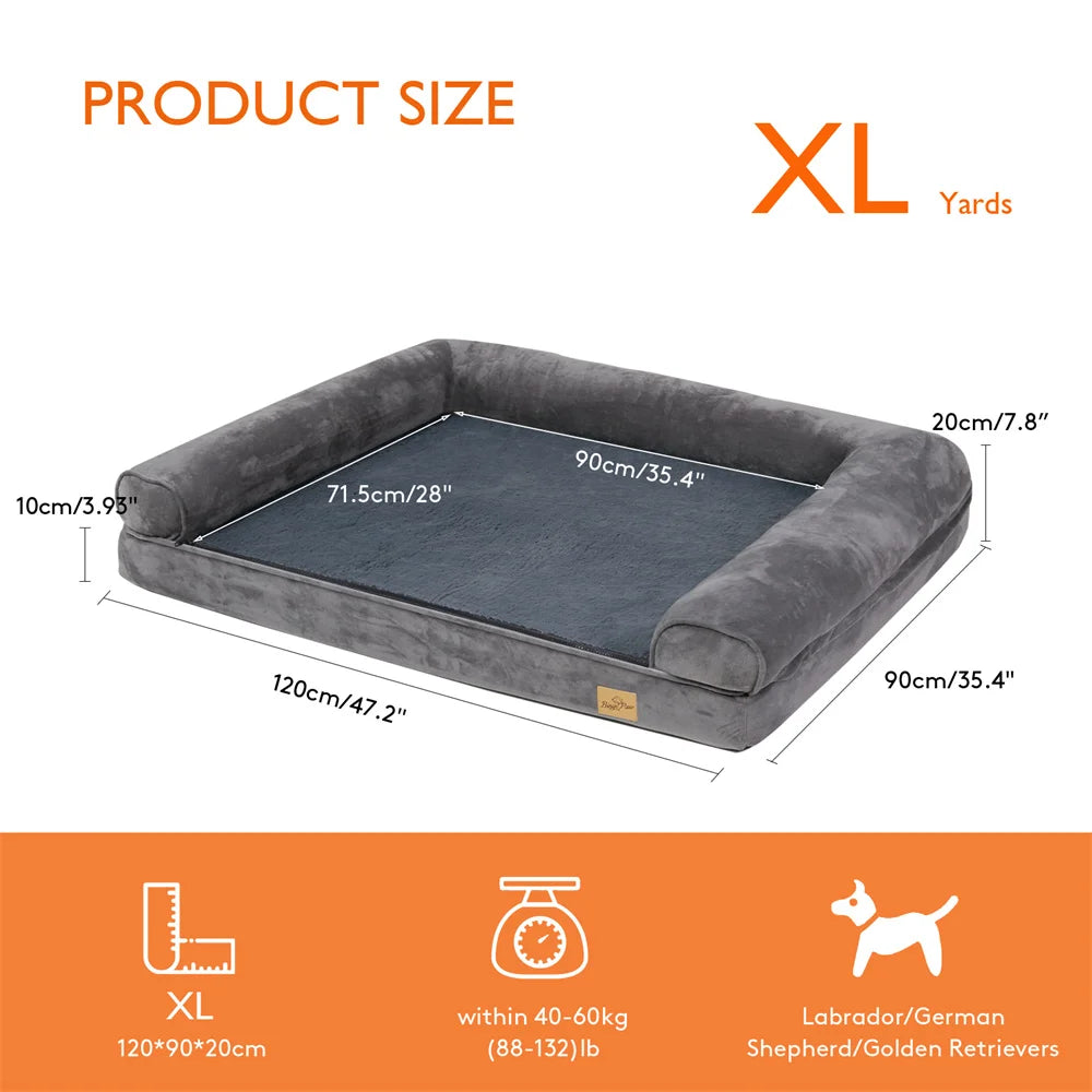 Orthopedic Memory Foam Dog Bed Sofa with Removable Waterproof Cover - M 80x60x18 cm