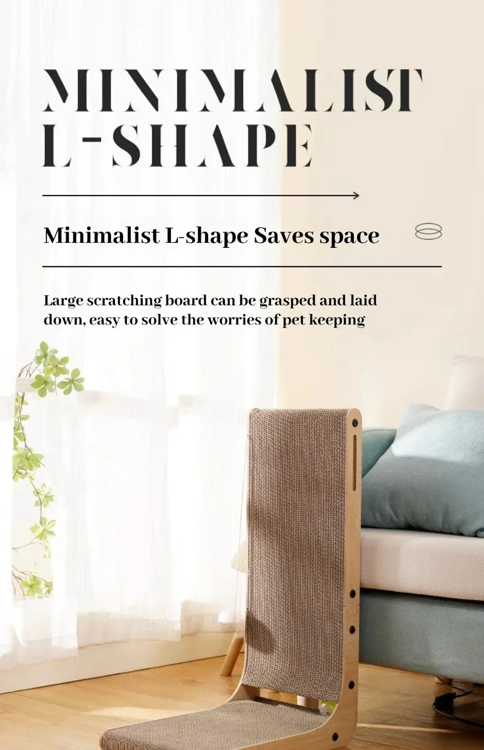 L-Shaped Cat Scratcher Board with Furniture Protection Design - Large