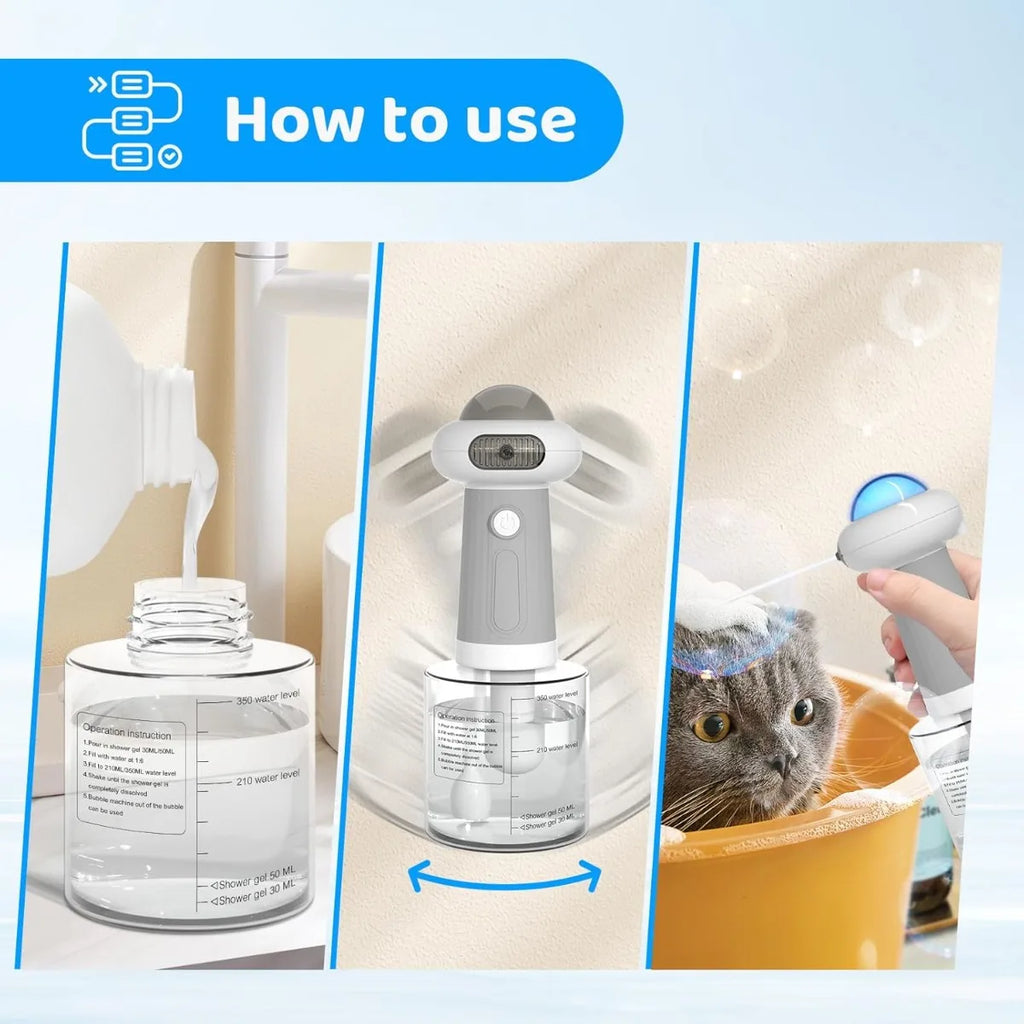 ATUBAN Dog Shampoo Dispenser, UFO Dog Shampoo Sprayer Electric Foaming Shampoo Dispenser for Dogs and Cats Washing, for Bathtub