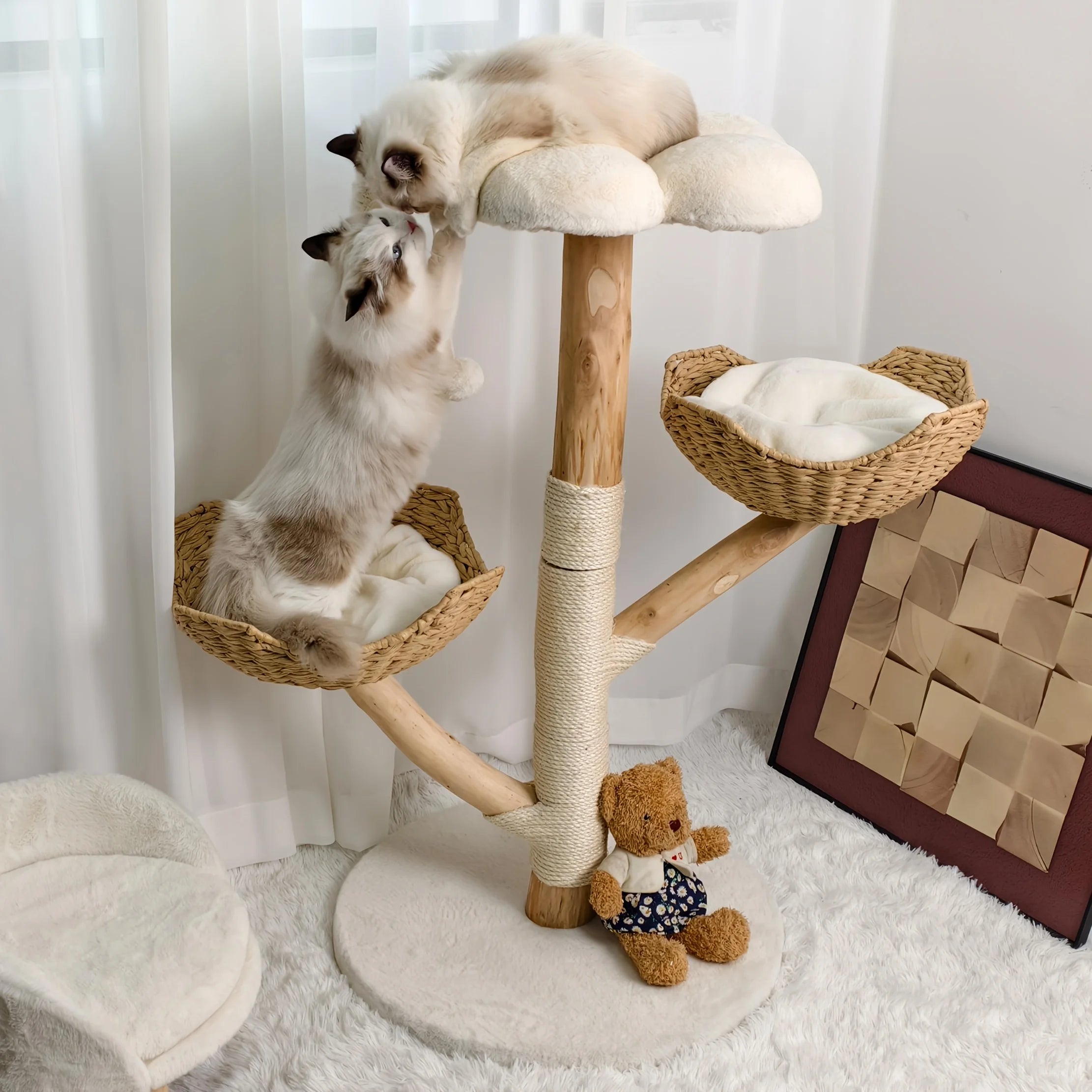Cat Tree with Sisal Scratching Post and Removable Washable Mats