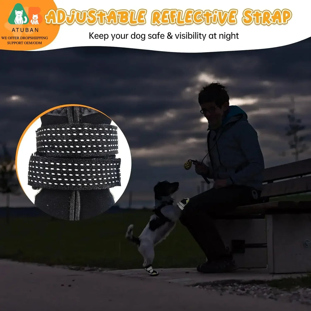Waterproof Dog Boots with Non Slip Sole for Medium to Large Dogs, Gray, Size 6 (see sizing chart)