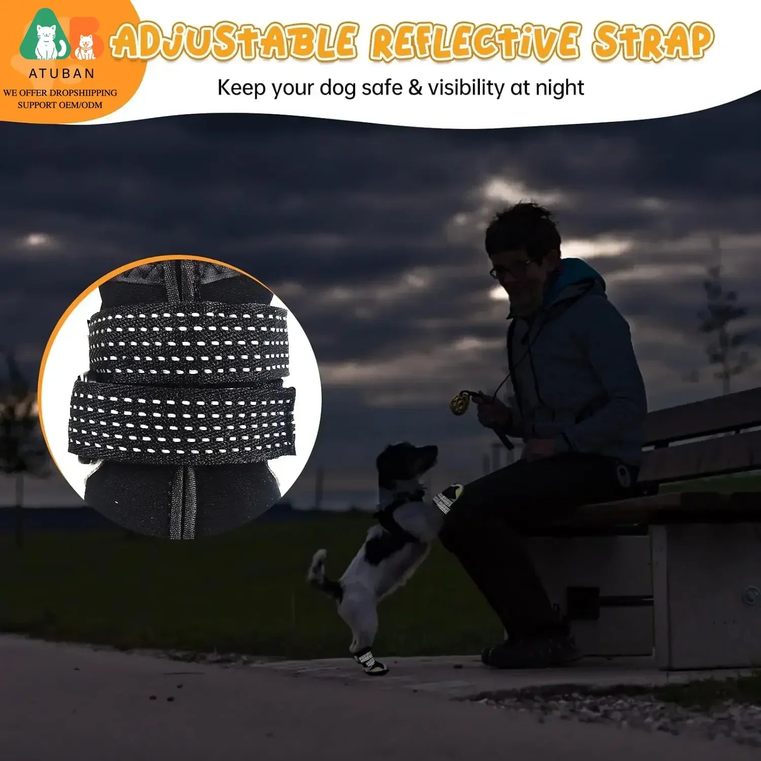 Waterproof Dog Boots with Non Slip Sole for Medium to Large Dogs, Gray, Size 8 (see sizing chart)