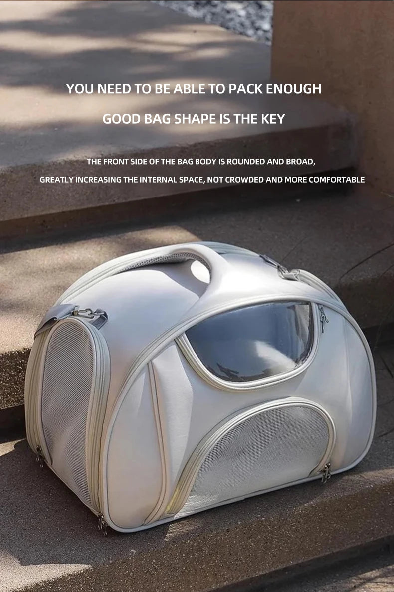 Soft Sided Expandable Pet Carrier Backpack with Ventilated Panels and trolley