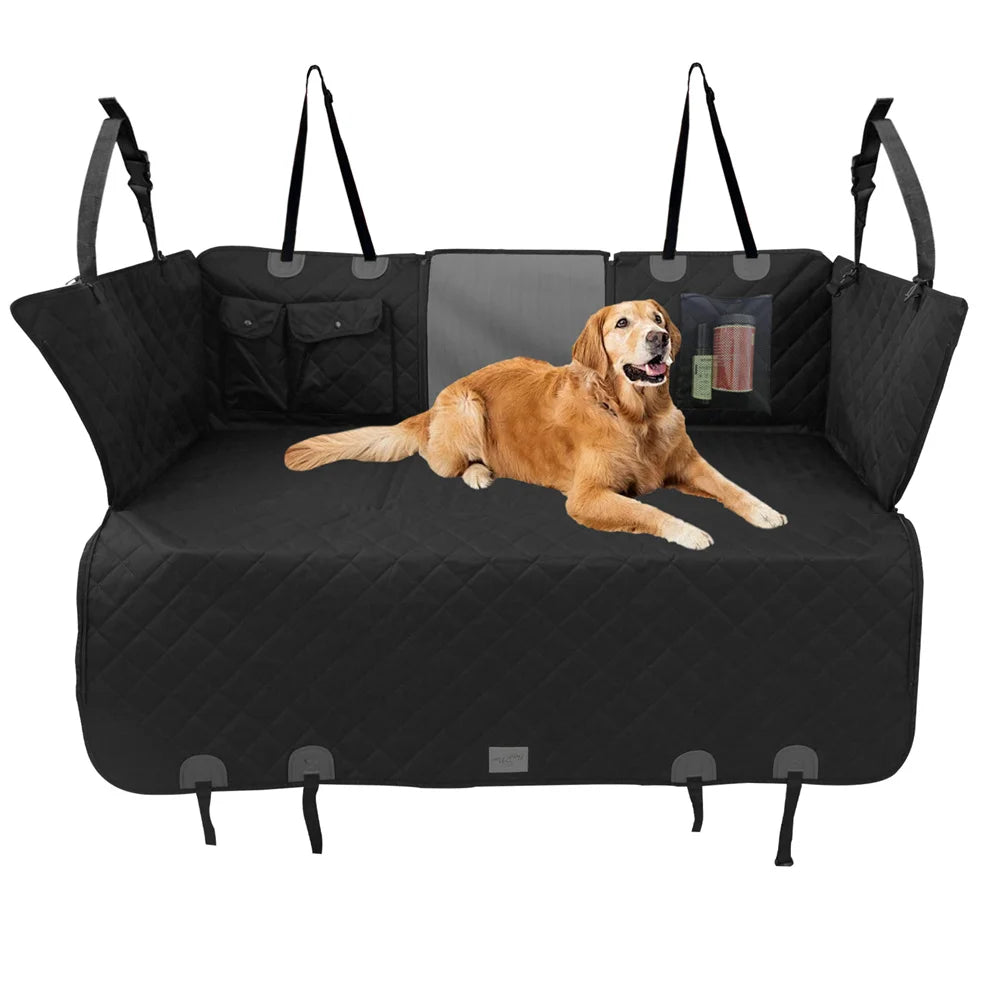 Waterproof Dog Back Seat Hammock Cover with Side Flaps and Storage Pocket (max 100kg)