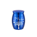 Mini Memorial Urn Tree of Life Aluminium Alloy Lightweight Keepsake Holder - Blue
