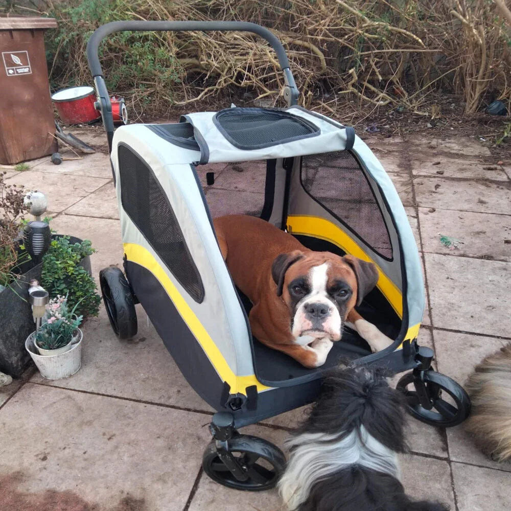 Heavy Duty Pet Stroller with 4 Wheels and Brake - Foldable. (Large)