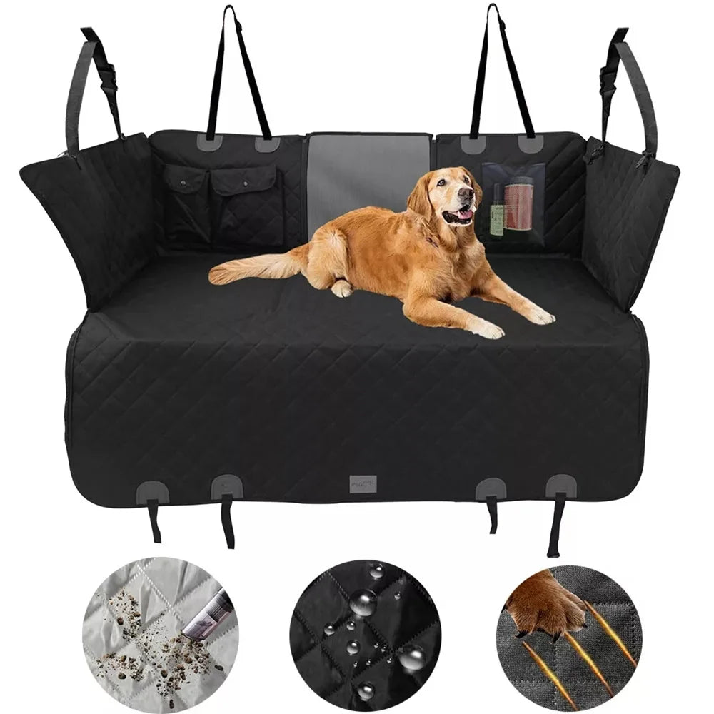 Waterproof Dog Back Seat Hammock Cover with Side Flaps and Storage Pocket (max 100kg)