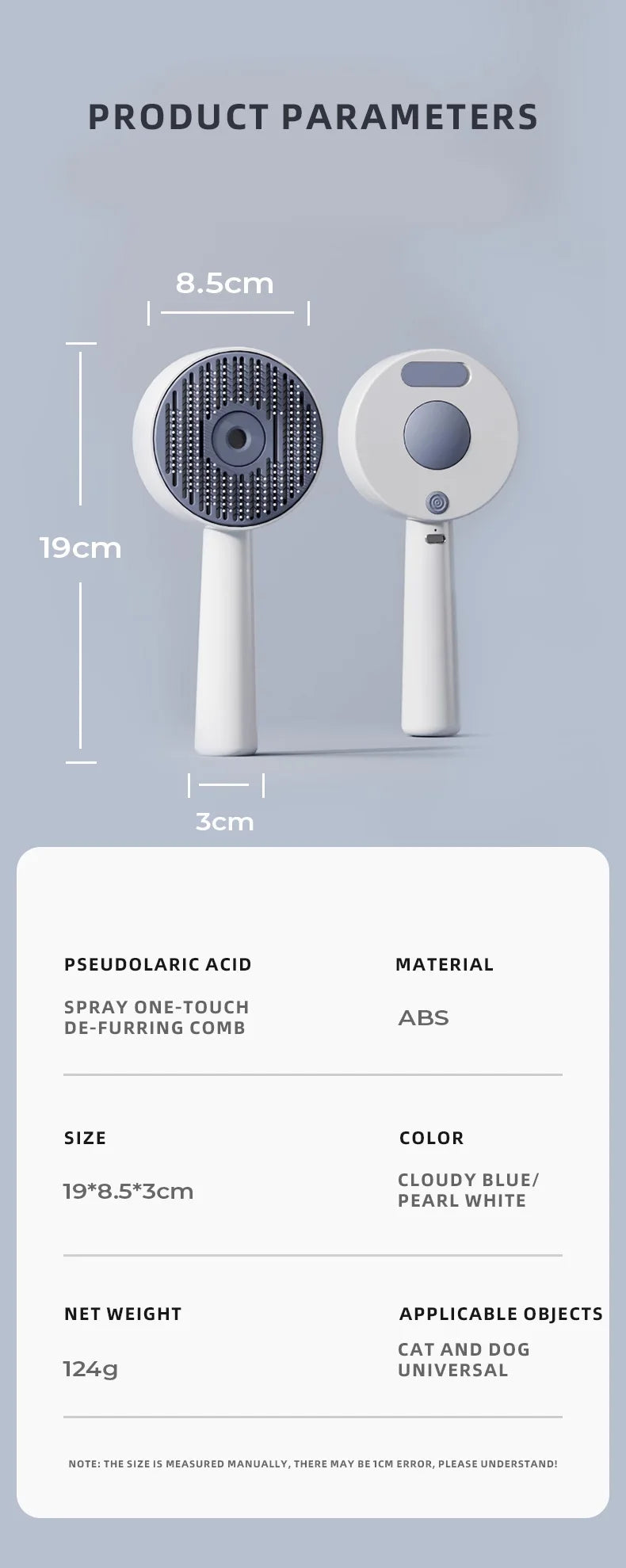 2 in 1 Spray Slicker Brush for Cats with Anti Static Mist and Deshedding Function - White