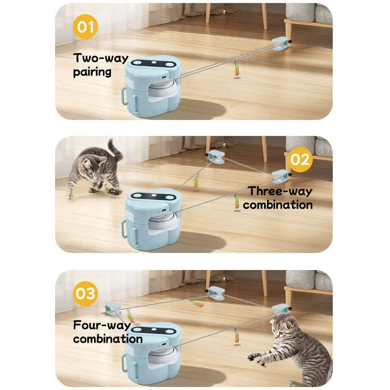 Interactive Indoor Cat Chase Toy with Remote and Adjustable Speed, Rechargeable