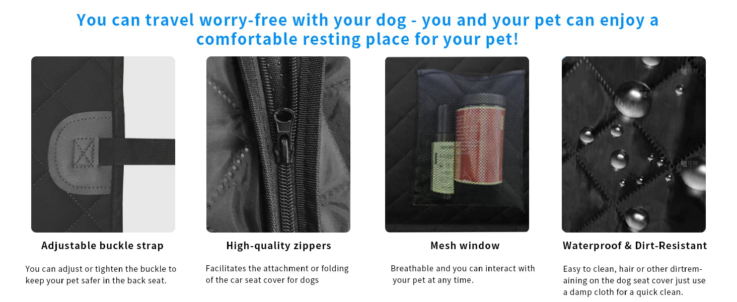 Waterproof Back Seat Extender Dog Car Seat Cover for Back Seat Bed with Mesh Window Storage Pocket Supports 220lbs Dog Hammock