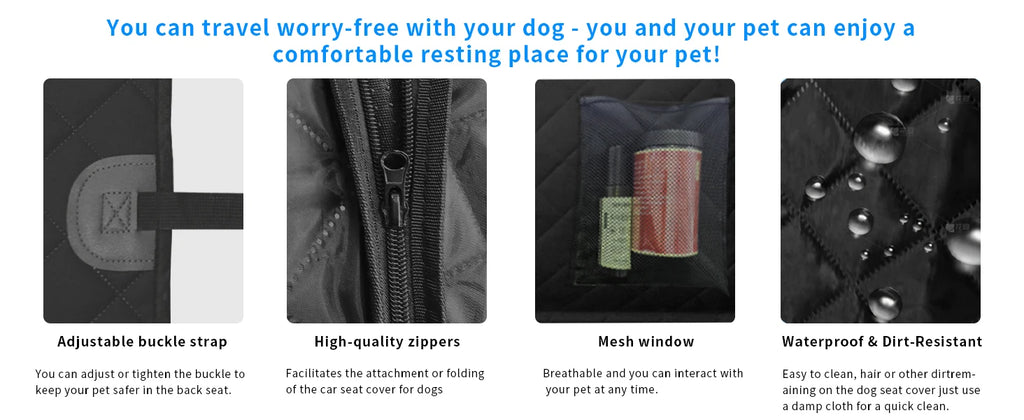 Waterproof Dog Back Seat Hammock Cover with Side Flaps and Storage Pocket (max 100kg)